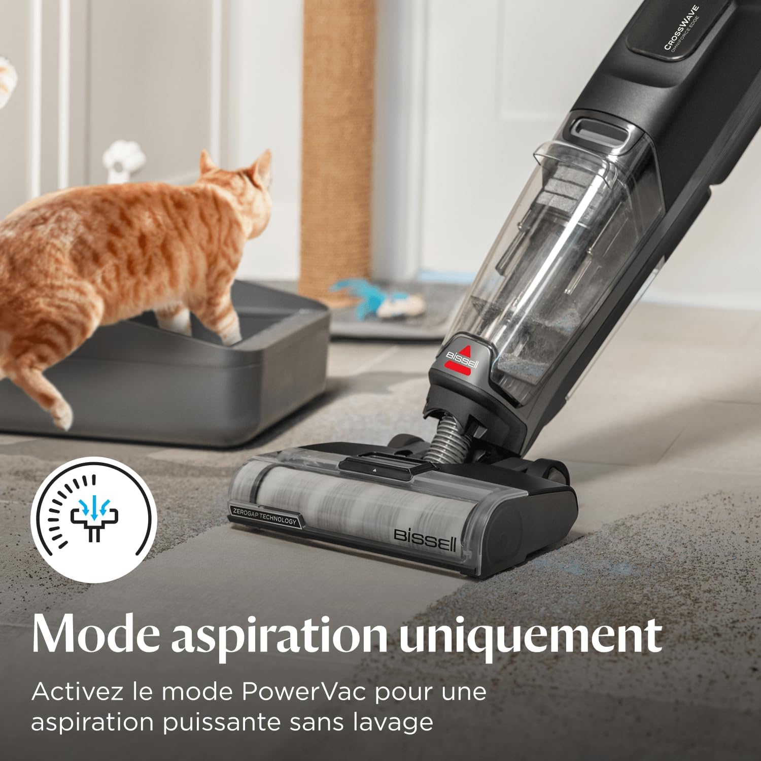 Bissell CrossWave OmniForce, Aspirateur Balai Laveur sans Fil, Aspire & Lave en Même Temps ou Mode Aspiration Uniquement, Nettoyeur Puissant, Nettoyeur a Eau pour Multi-Surfaces, 240m², 3912N