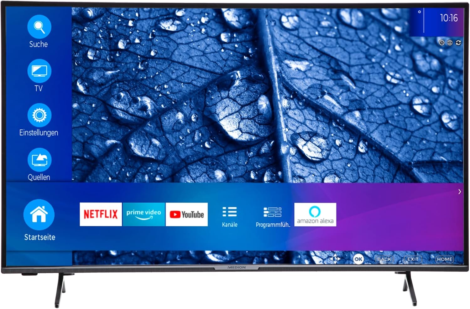 MEDION X14371 (MD 30921) Téléviseur 108 cm (43 Pouces) (Android TV, 4K, Dolby Vision HDR, Dolby Atmos, Netflix, Prime Video, Smart TV, PVR)