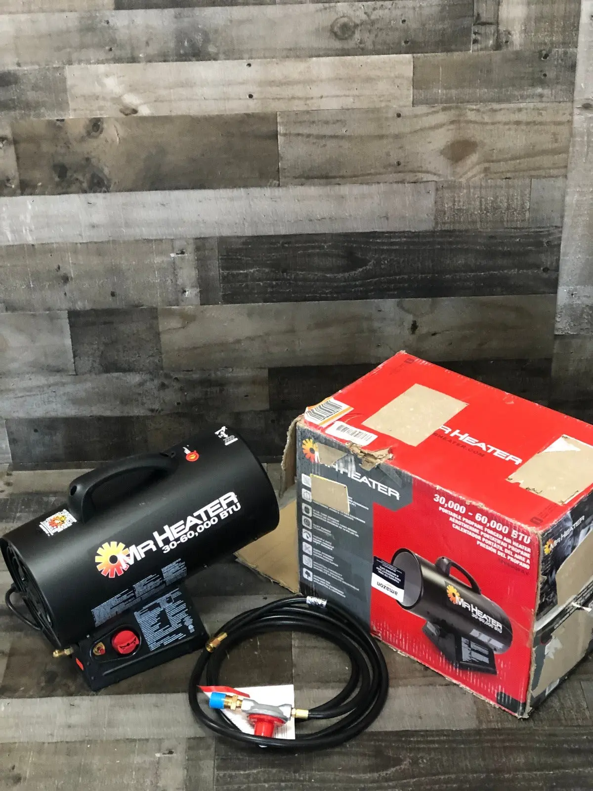 Mr. Heater MH60QFAV 60,000 BTU Portable Propane Forced Air Heater, 19.75 x 11.50 inches, black