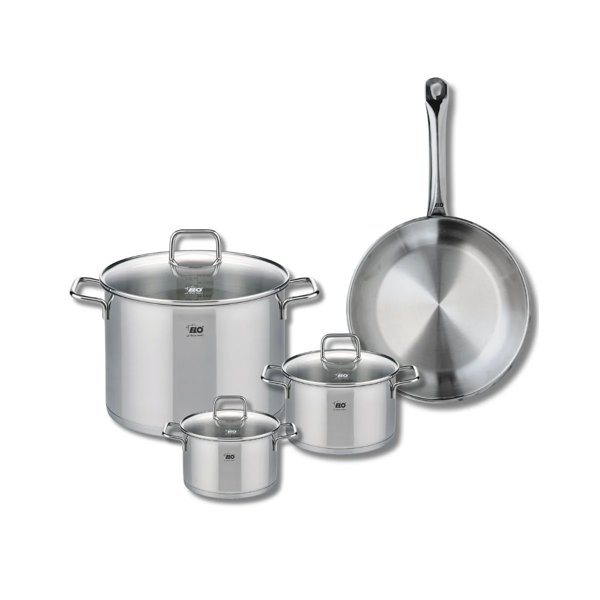 Ensemble de 1 Poêle de cuisson 28 cm et 3 faitouts 14, 16 et 26 cm Elo Profi Citrin Elo