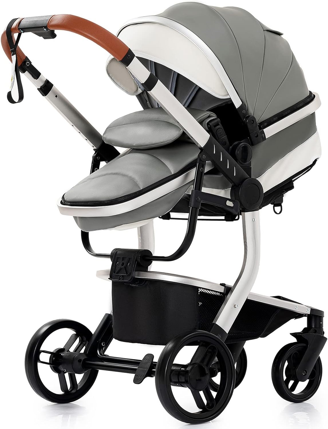 Magic ZC Poussette 3 en 1, Poussette Bebe avec Conception Portable Pliable en Un Clic, Pousette 3 en 1 avec Poussée Réversible Bidirectionnelle, Poussette Trio avec Accessoires (black gold 588)