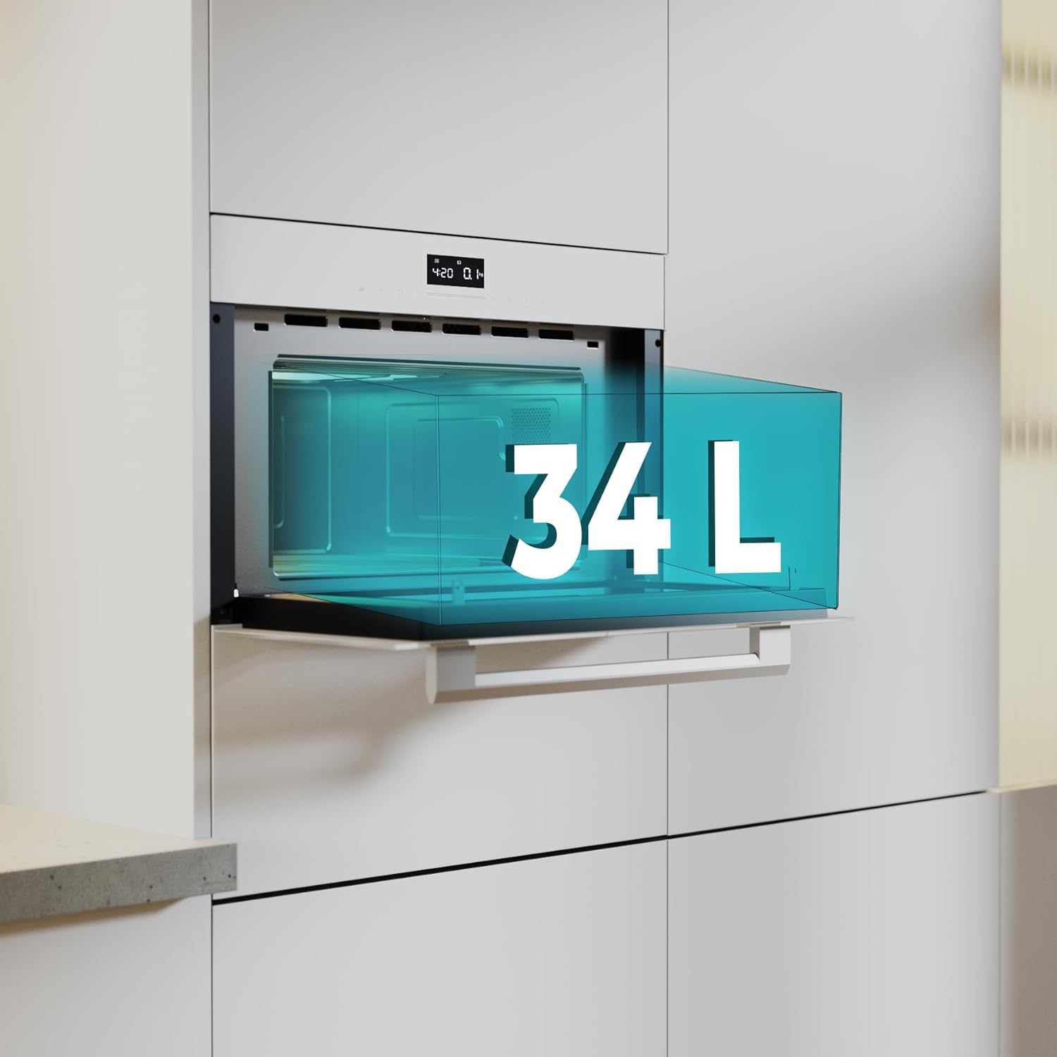 Cecotec Four à micro-ondes encastrable 60x45cm Bolero Hexa MW703800 Glass Grey. 1450W, 34L, fonction micro-ondes, mode grill, décongélation, menu automatique, cuisson rapide, minuterie électronique