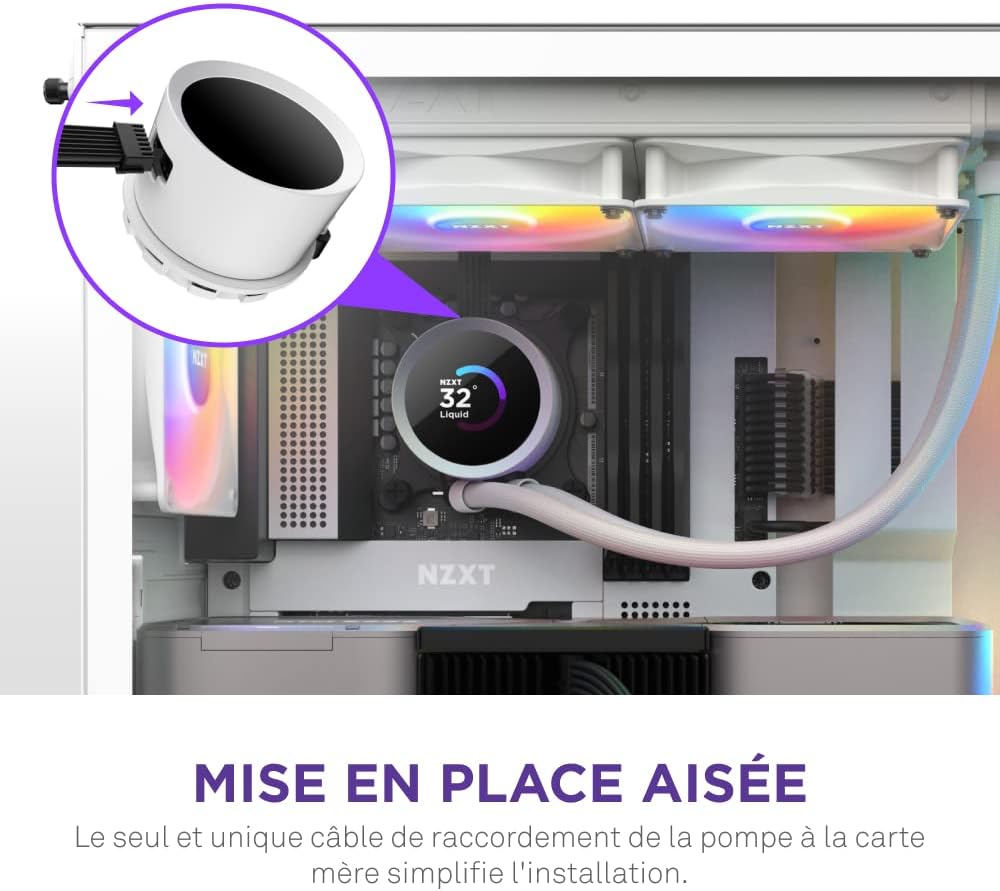 NZXT Kraken Elite 280 RGB - Refroidisseur de liquide CPU AIO - Radiateur 280mm - Ventilateur F280 RGB - IPS LCD 2,72 personnalisable - Turbine Pump - LGA 1700 1200 115X 1851 / AM5 AM4 - Noir