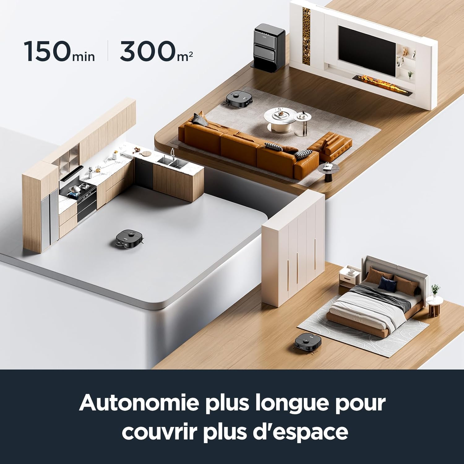 Eureka J12 Ultra Robot Aspirateur Laveur avec Station Automatique de Vidange Lavage Séchage, Aspirateur Robot de 5000Pa, Serpillière Rotative, Double LiDAR Navigation, Évitement d'Obstacle 3D IA