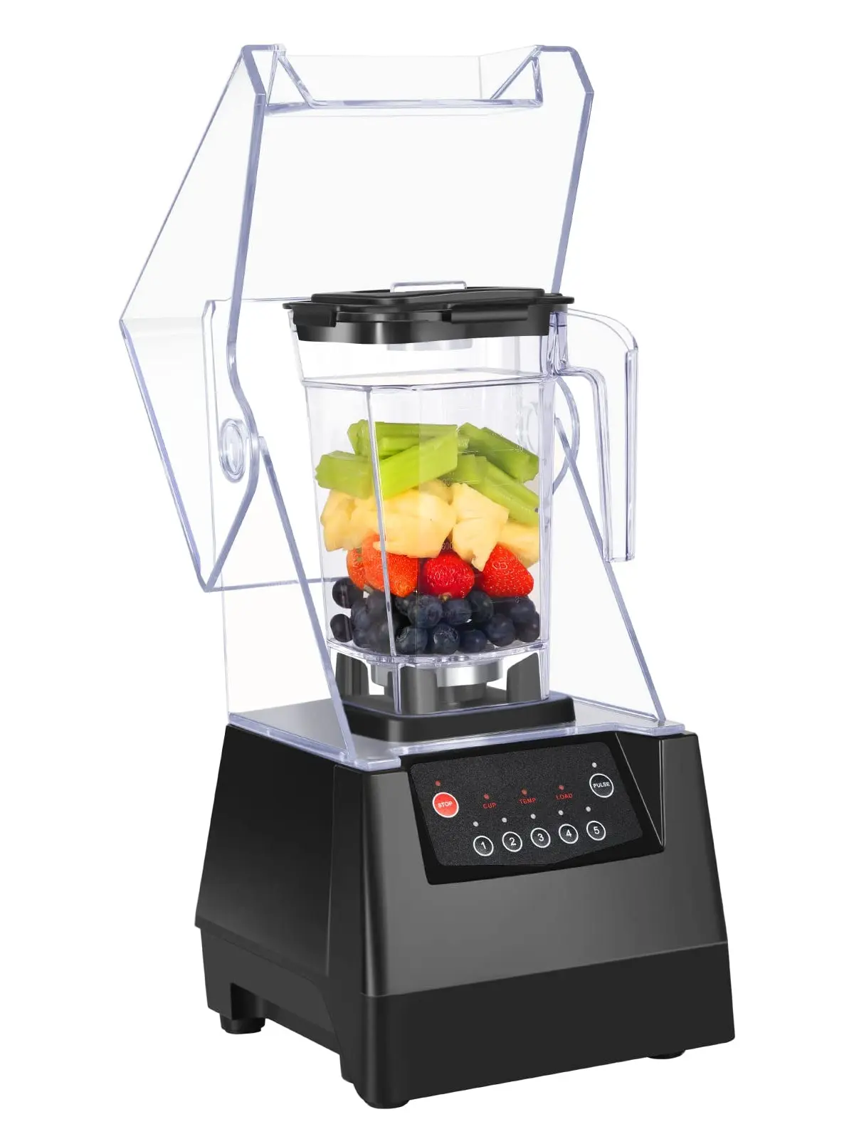 SYBO Super Quiet Commercial Blender with Soundproof Enclosure, Self-Cleaning 4D Blades for Ice Crushing, Smoothies and Puree, Professional Countertop Blender, Black
