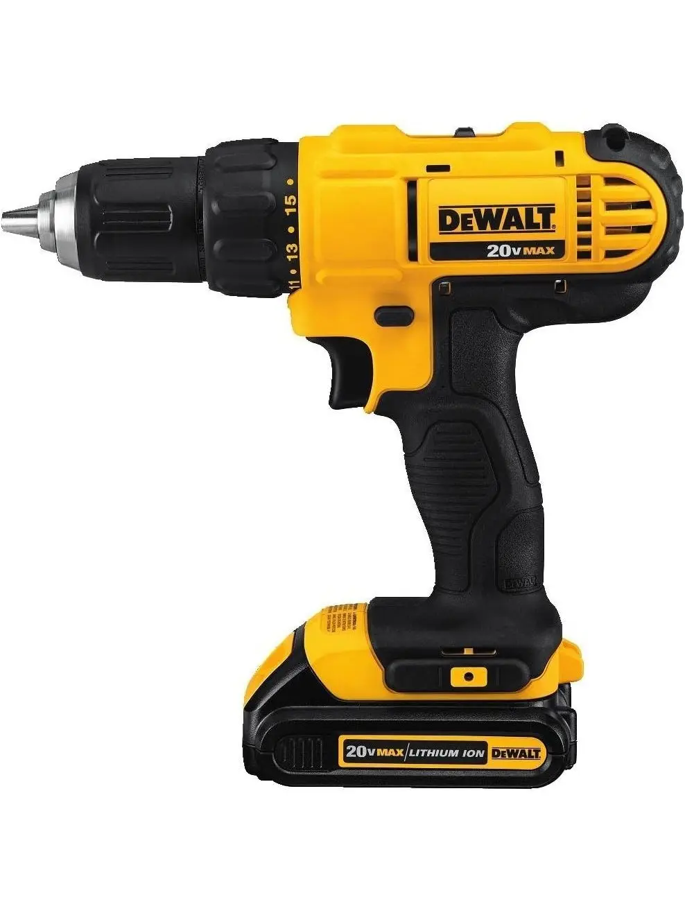 DEWALT 20V Max Cordless Drill/Driver Kit, Compact, 1/2-Inch (DCD771C2), Yellow