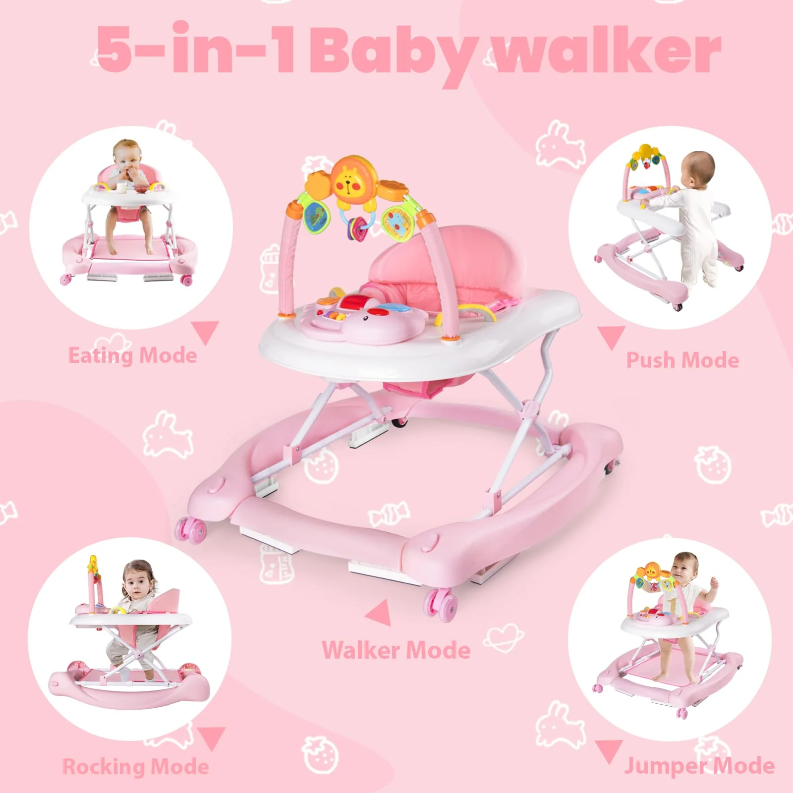 Boyro Baby 5-in-1 Baby Walkers for Boys Girls 6-12 Months
