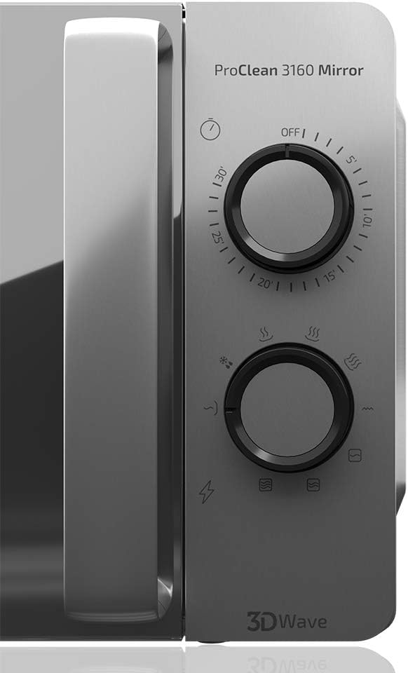 Cecotec Four à micro-ondes ProClean 9110 FullINOX avec grill 1000 W, 30 litres, 5 niveaux de puissance, 8 programmes, minuterie de 60 minutes, revêtement Ready2Clean, design avant miroir