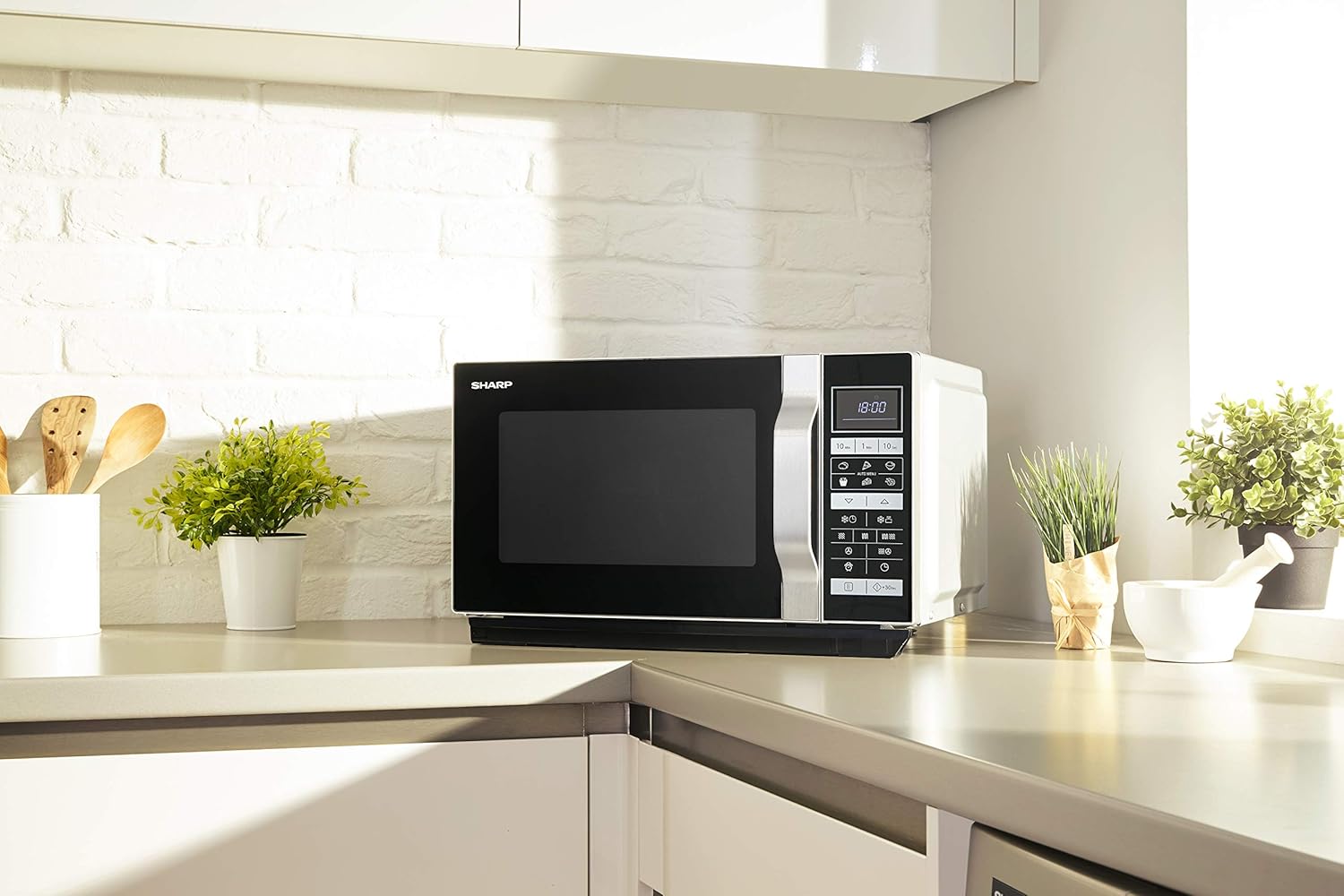 Sharp R-860S Micro-ondes Combiné 25 litres à plateau fixe - Argent