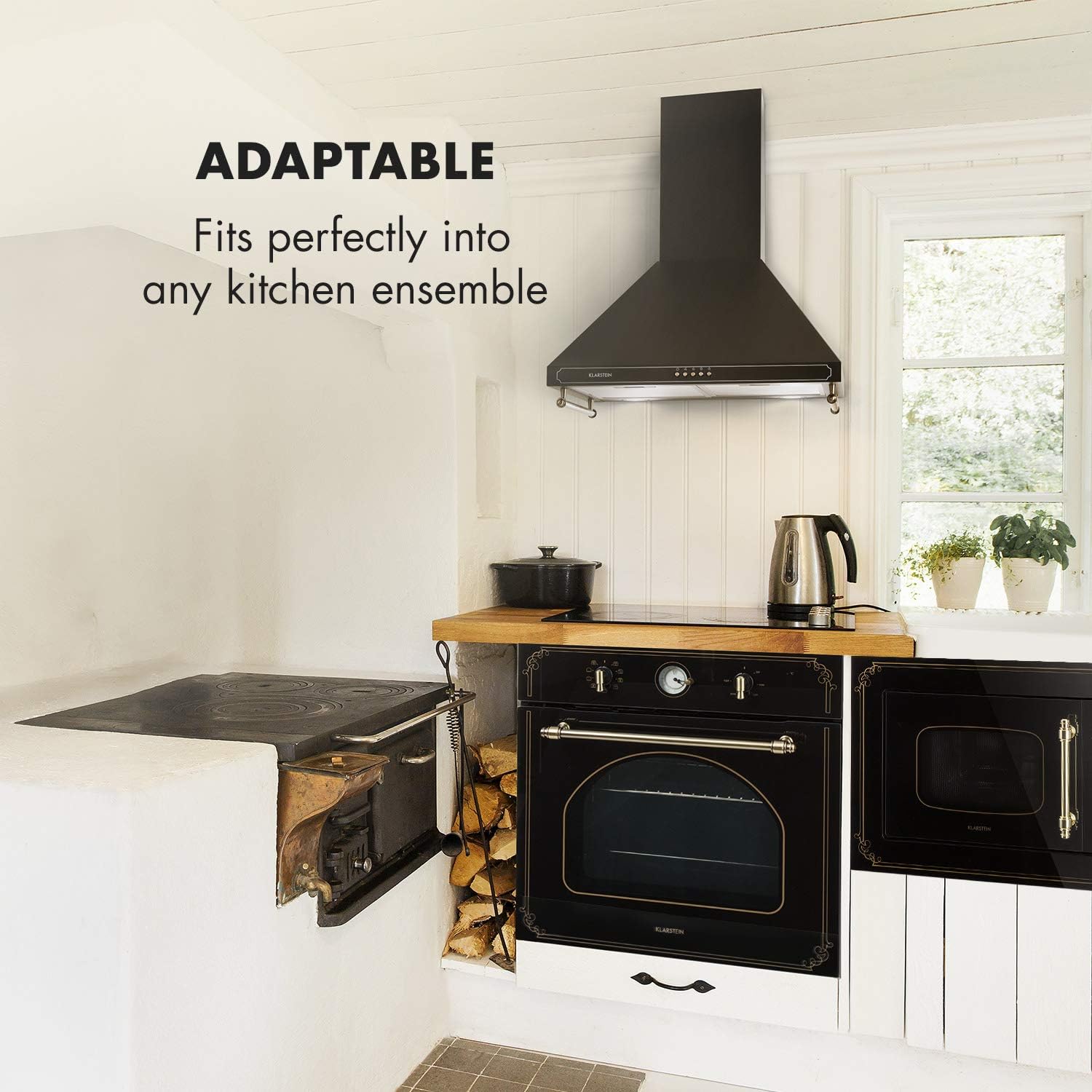 Klarstein Victoria 20 - micro-ondes encastrable, design rétro, 20L, micro-ondes 800W / puissance de gril 1000W, 3 fonctions grill/micro-ondes, acier inoxydable, cadre de montage, ivoire