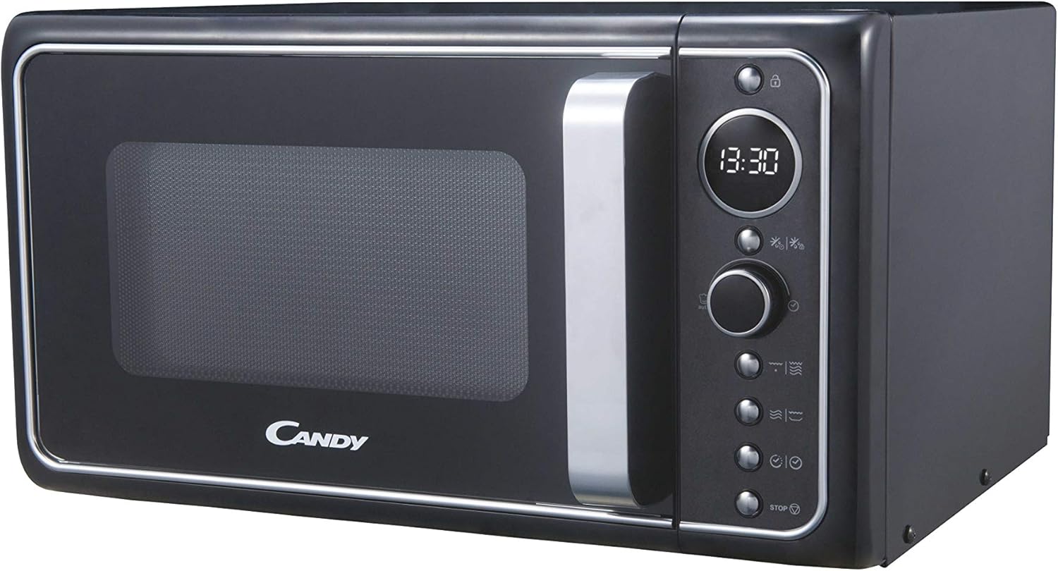 Candy DIVOG25CC Micro-ondes Gril quartz, Puissant 900 W + Gril 1000W, 25L, Programmateur digital, 6 Niveaux de puissance, Décongelation poids/temps, Fonction silence,Design Retro, Couleur Crème