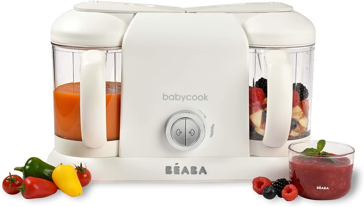 BÉABA, Babycook Duo Robot Bébé 4 en 1 Mixeur-Cuiseur, Cuisson Vapeur rapide 15min , Diversification alimentaire, Petits pots bébé maison, Contenance XXL 2200 ml, Noir