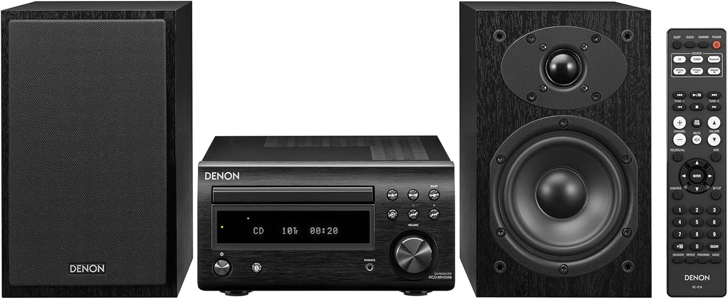 Denon D-M41DAB, Mini-Chaîne Hi-FI, CD, Bluetooth, Dab+, 2x30W - Noir