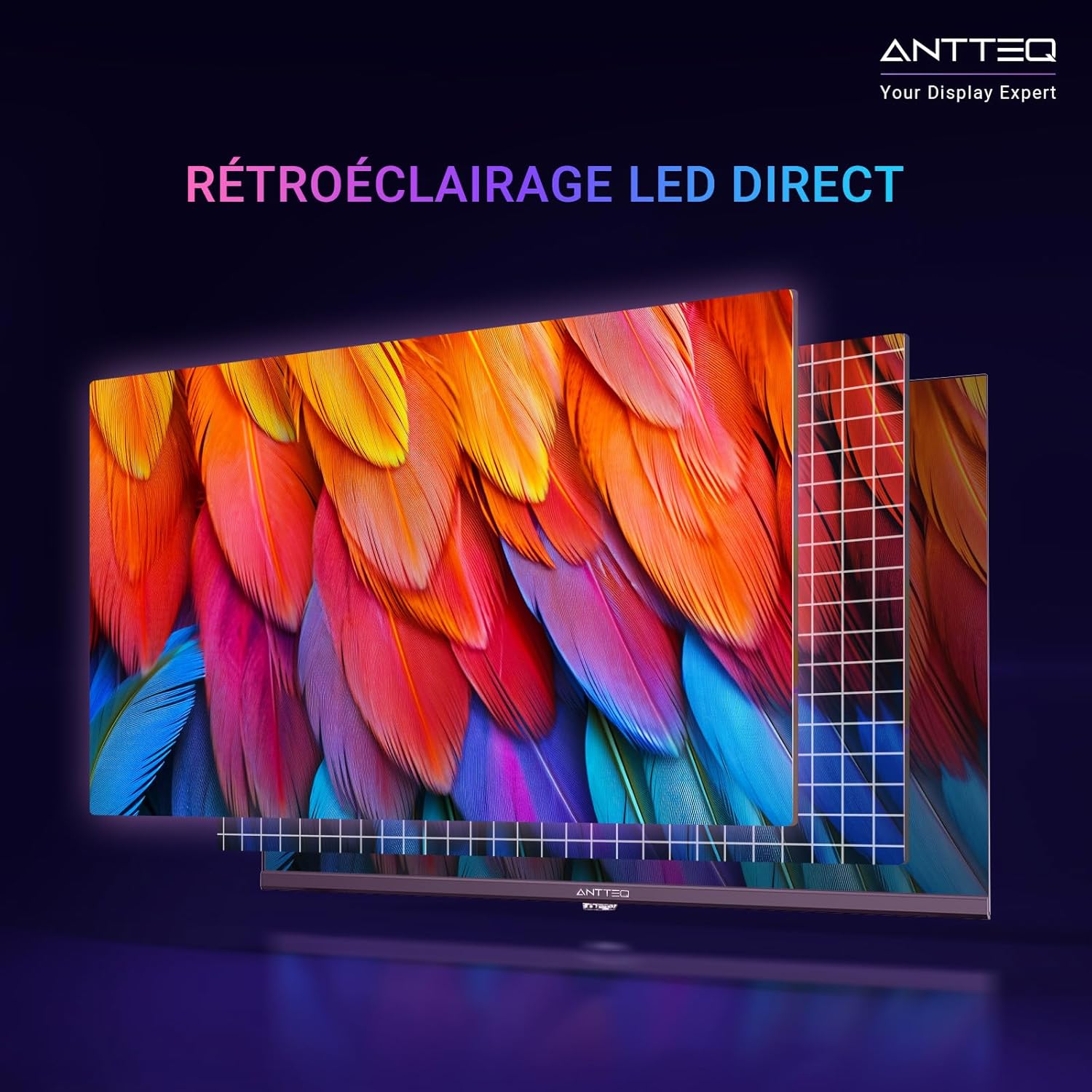 Antteq AB42D1 télévision 42 Pouces (TV 107 cm), Dolby Audio, LED, Triple Tuner DVB-C / T2 / S2, CI+, HDMI, Lecteur multimédia Via USB, Sortie Audio numérique, y Compris Mode hôtel