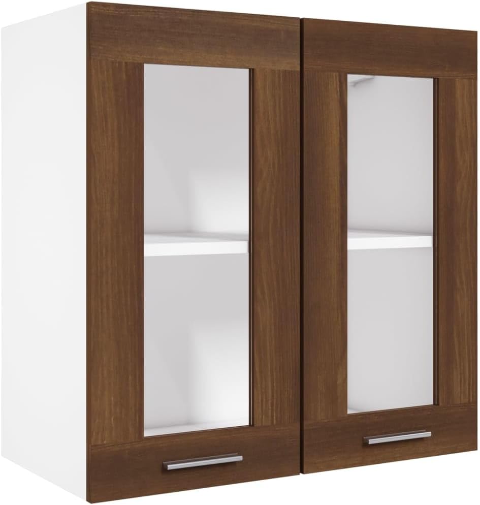 vidaXL Armoire à Micro-Ondes Placard Armoire de Rangement Meubles de Cuisine avec 4 Etagères Intérieur Maison Gris Béton 60x57x207 cm Aggloméré