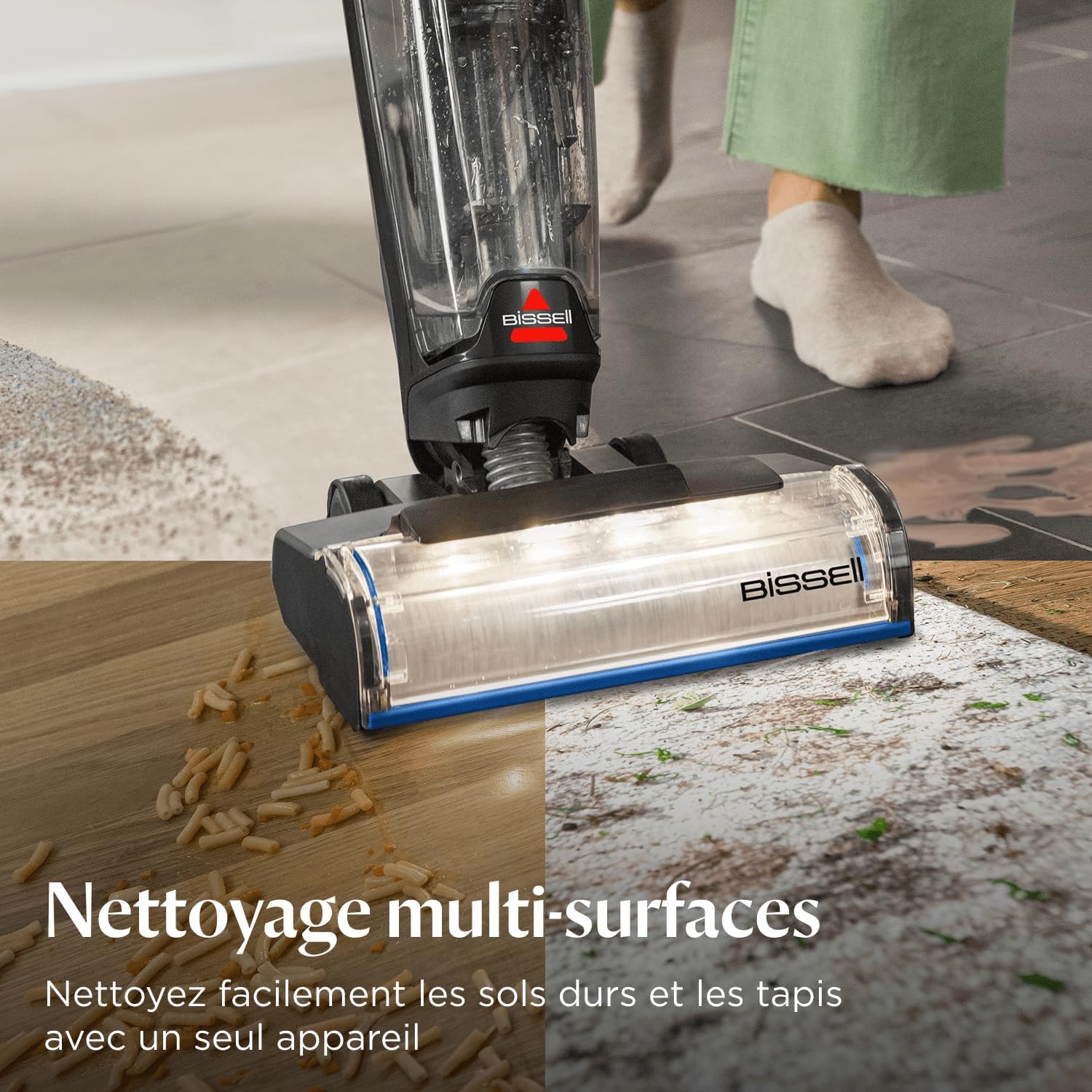 Bissell CrossWave OmniForce, Aspirateur Balai Laveur sans Fil, Aspire & Lave en Même Temps ou Mode Aspiration Uniquement, Nettoyeur Puissant, Nettoyeur a Eau pour Multi-Surfaces, 240m², 3912N