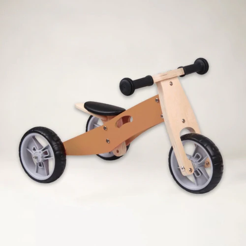 Tricycle 2-en-1 Transformable en Draisienne en Bois - Enfant 1-3 ans