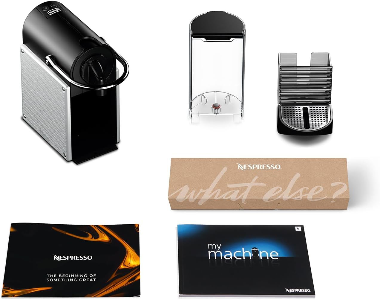 Nespresso Machine à café à capsules DeLonghi EN 124.S Pixie Silver | 1260 W | 0,7 L | Panneaux latéraux à capsules recyclées, métal argenté