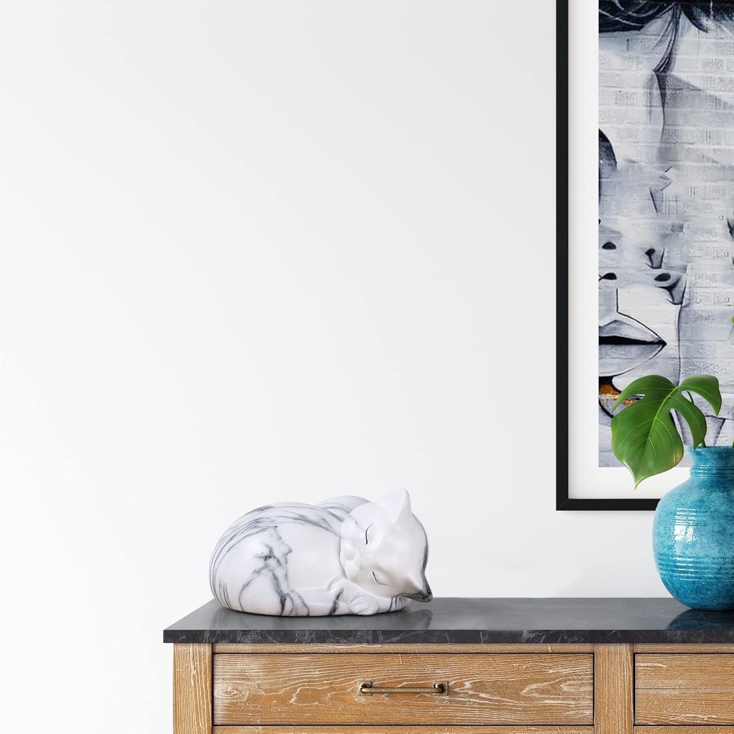 Kriss Art Urne pour animal de compagnie, urne de crémation en résine pour chat, urne pour cendres, urne pour petit animal