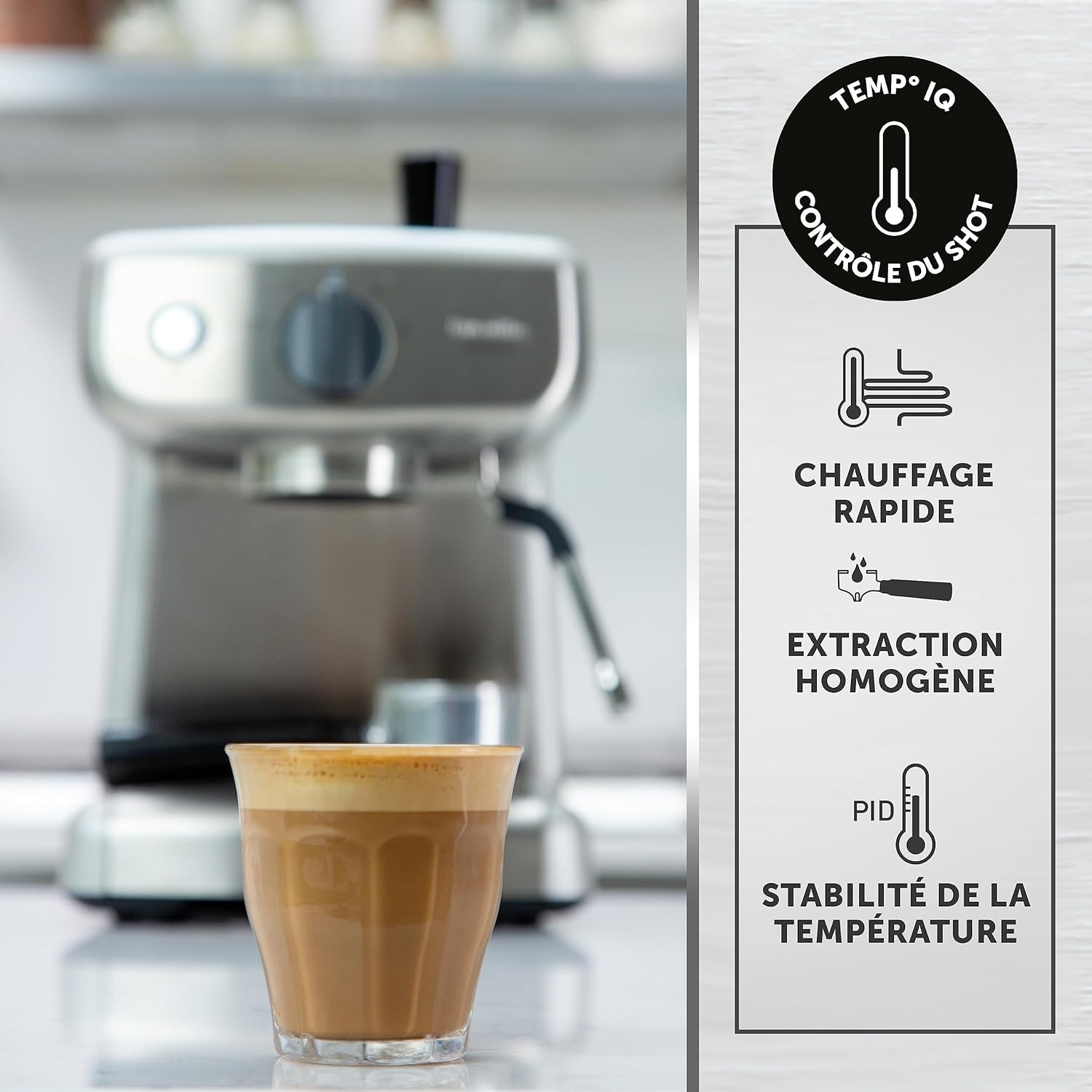 Breville Barista Max Machine à café/machine à expresso, semi-automatique avec moulin broyeur à grain intégré, buse à vapeur pour faire mousser le lait & pompe italienne de 15 bars [VCF126X]