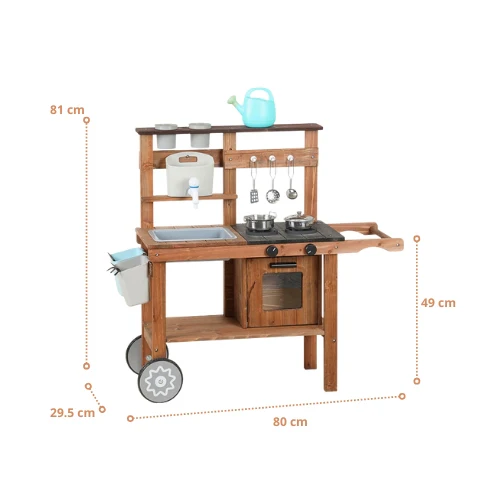 Cuisine d'Extérieur Montessori en Bois avec Accessoires – Aire de Jeux durable pour enfants