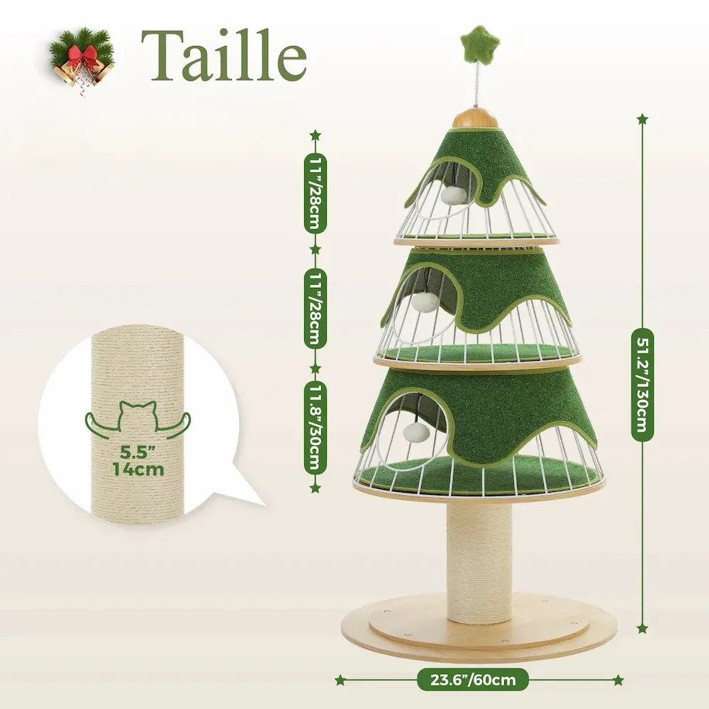 Arbre à chat Sapin de Noël - Espace de Jeu Festif 🎄