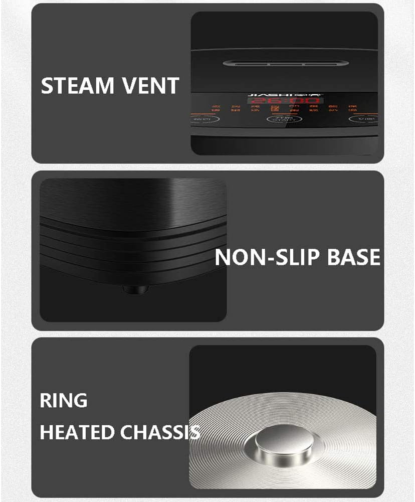 Générique Cuisinière à Riz, cuiseur à Riz Intelligent Mini ustensiles de Cuisine à ménage Multifonction 5L, Aluminium antiadhésif Facile à Nettoyer, Affichage LED, Noir, 3L