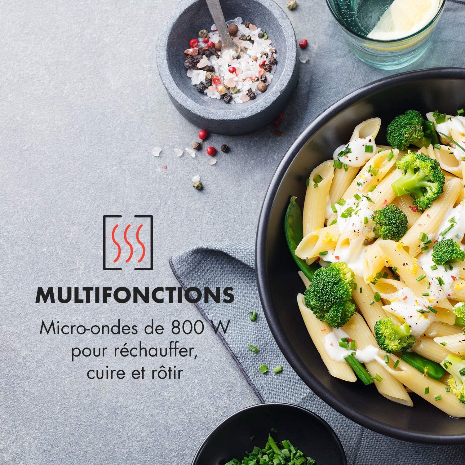 Klarstein Victoria 20 - micro-ondes encastrable, design rétro, 20L, micro-ondes 800W / puissance de gril 1000W, 3 fonctions grill/micro-ondes, acier inoxydable, cadre de montage, ivoire