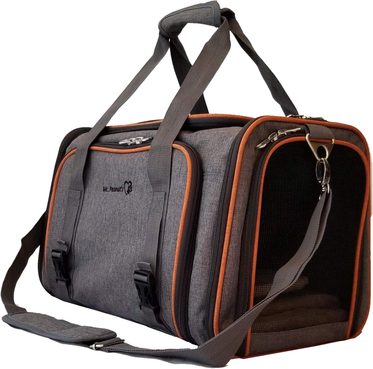 Mr. Peanut's Diamond Series Sac de Transport Double Extensible pour Animaux de Compagnie avec Fermeture éclair autobloquante de qualité supérieure, literie en Fausse Polaire