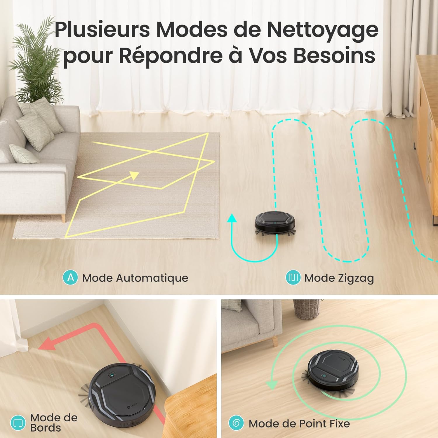 Lefant Aspirateur Robot, Robot Aspirateur 4500Pa Puissance d'Aspiration, Évitement Précis des Obstacles, Anti-Enchevêtrement Idéal pour Les Poils d'animaux, Cheveux et Sols Durs,Contrôle par App/Alexa