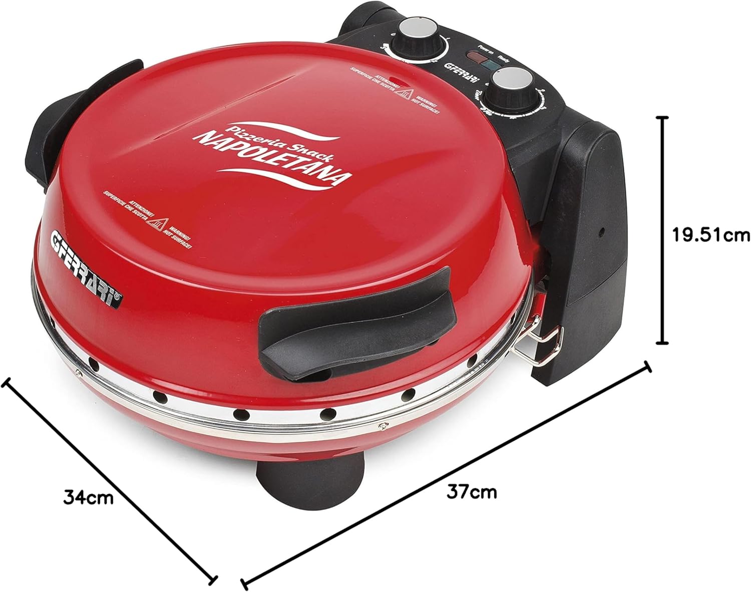 G3 Ferrari G10006 Pizza Exprimer Plaisir, Four Pizza, 1200 W, 400°C, Pierre Réfractaire (diamètre 31 cm), Minuteur 5', Livre de Recettes inclus, Noir