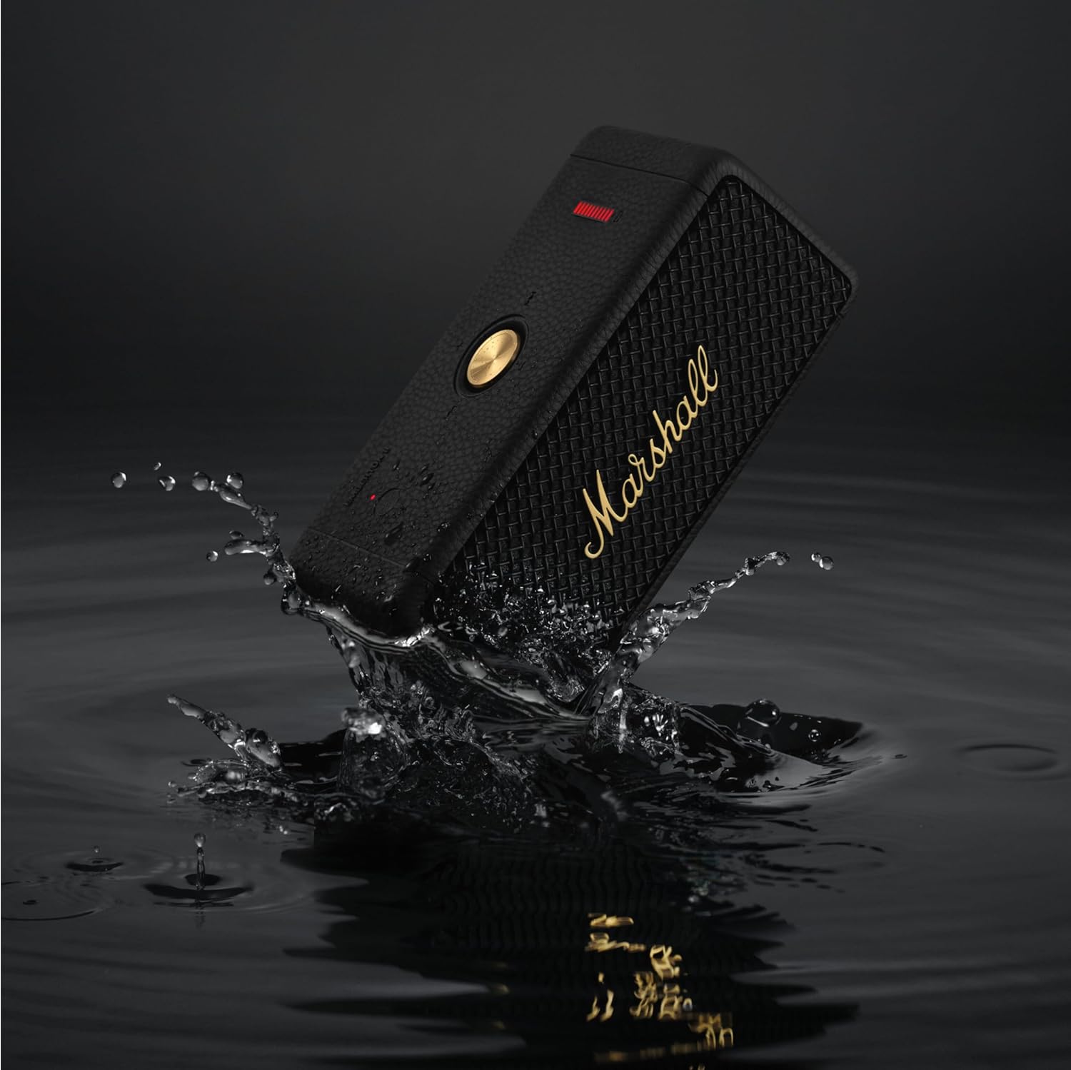 Marshall Emberton III Enceintes Bluetooth Portables, sans Fil, IP67 Résistant à la Poussière et à l'eau, Plus de 32 Heures de Lecture, Charge Rapide - Noir & Laiton