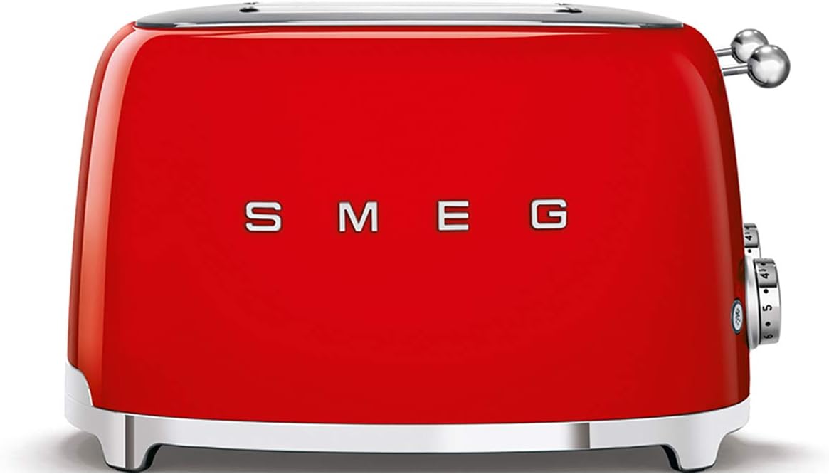 Smeg, Grille-pain 4 Tranches TSF03BLEU, 4 Fentes 36 mm, 6 Niveaux de Brunissage, Fonction Chauffage, Décongélation et Bagel, Éjection Automatique du Pain, 2 Ramasse Miettes, 2000 W, Noir