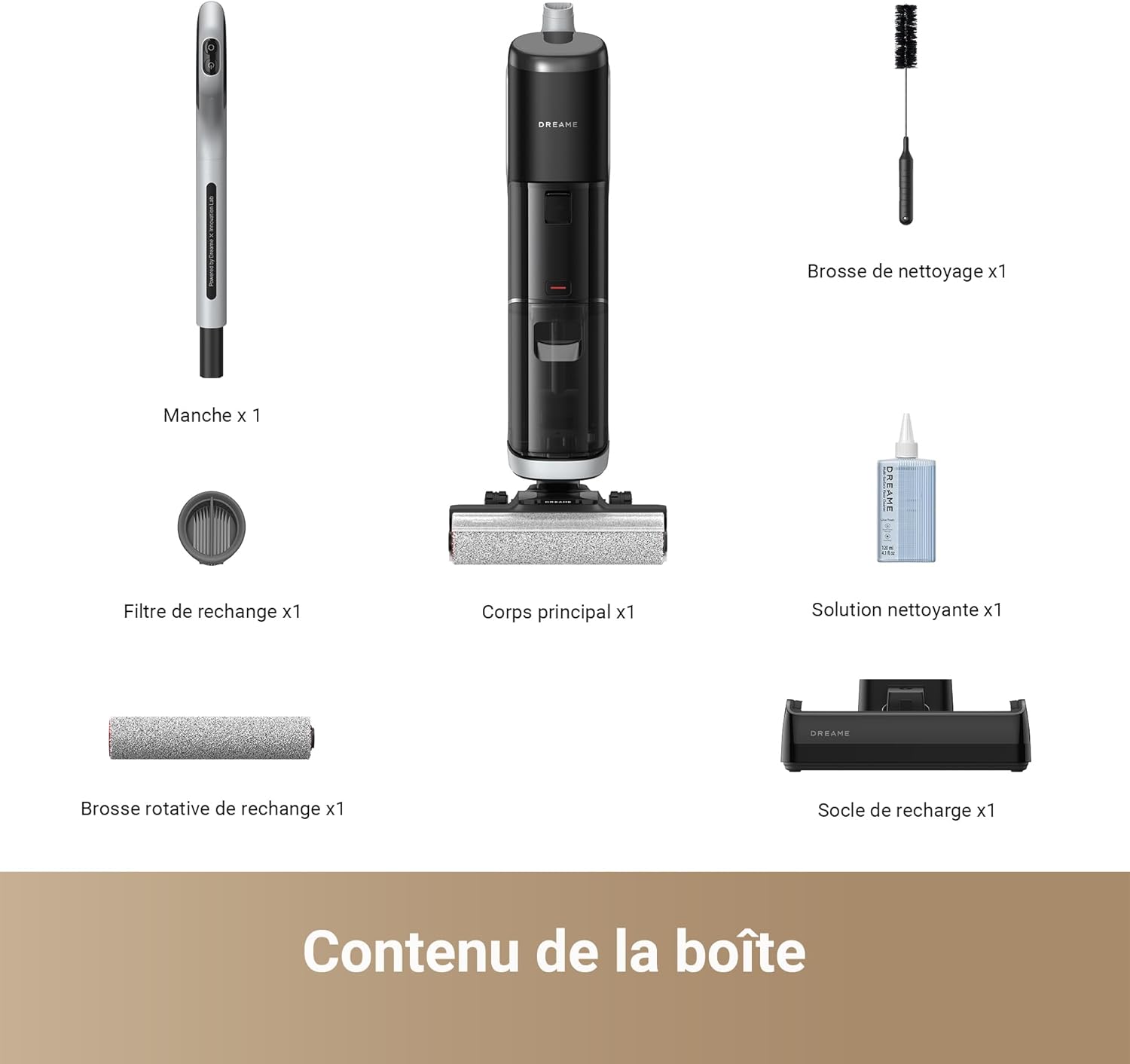 DREAME H14 Pro Aspirateur Laveur Sec Et Humide, Design Plat à 180°, Nettoyage de la Brosse à 60 °C, Séchage en 5min, Distribution Automatique de la Solution, Contrôle par Application, 18 kPa