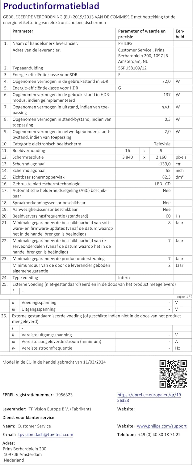Philips Ambilight 43PUS8109 Smart TV LED 4K - Écran 43 Pouces avec Plate-Forme Pixel Precise Ultra HD, Titan OS et Son Dolby Atmos, Fonctionne avec l’Assistant Vocal Alexa et Google - Chrome satiné