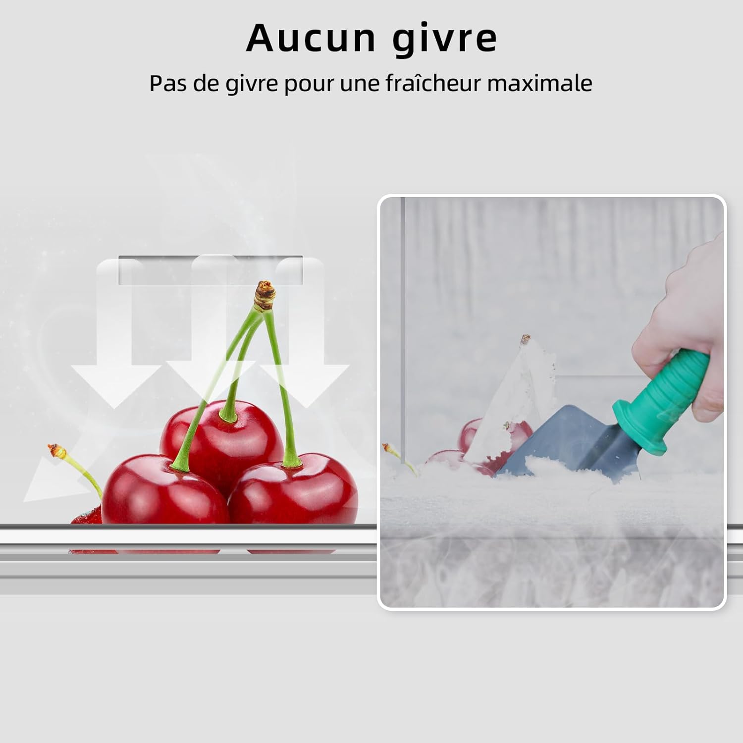 CHIQ Réfrigérateur autoportant 317L à Inverter, 322 l, sans givre, flux d'air multiple, congélation rapide, électronique tactile, compresseur avec garantie de 12 ans, efficacité améliorée, noir