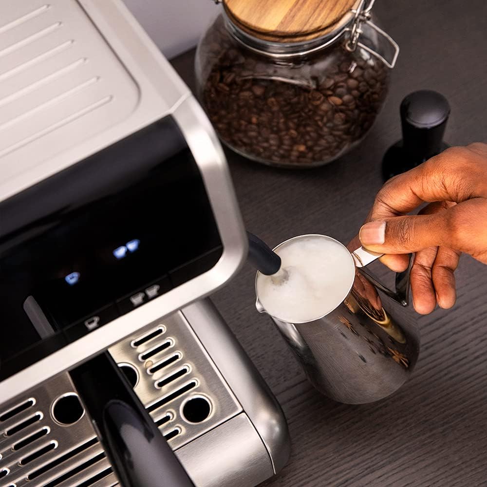 Cecotec Machine à café Express Power Espresso 20 Barista Cream. 2 Thermoblocks, 20Bars, Manomètre, Mode Auto pour 1 et 2 Café(s), Buse vapeur Orientable, Conduit pour Infusions, 2900W.