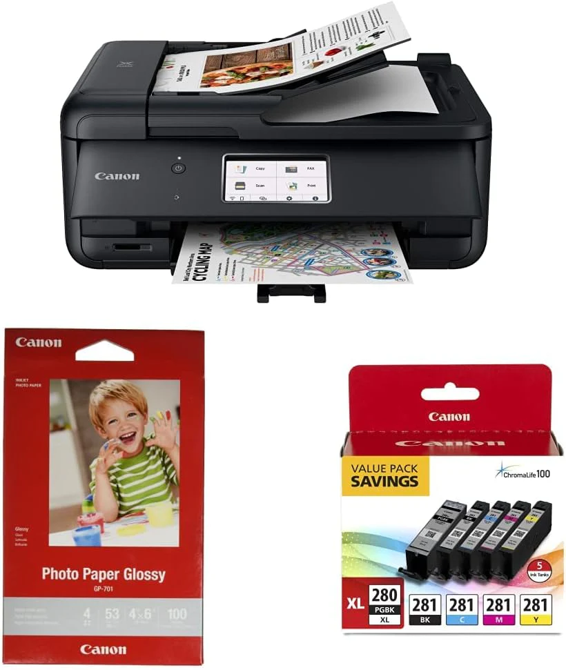 Canon PIXMA TR8620a - All-in-One Printer Home Office|Copier|Scanner|Fax|Auto Document Feeder | Photo, Document | Airprint (R), Android, Black, Works with Alexa