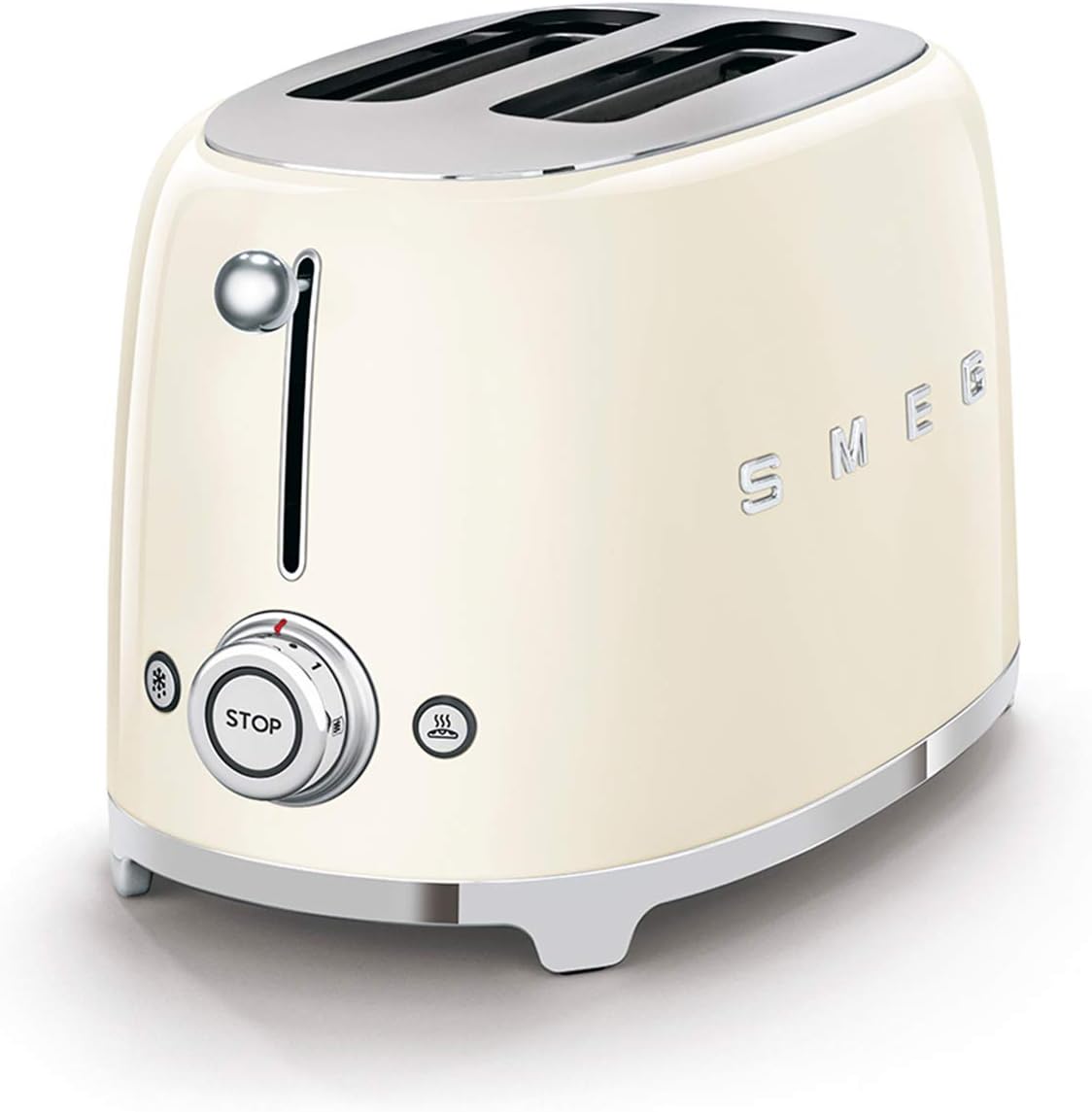 Smeg, Grille-pain 2 Tranches TSF01UJEU, 2 Fentes 36 mm, 6 Niveaux de Brunissage, Fonction Chauffage, Décongélation et Bagel, Éjection Automatique du Pain, Ramasse Miettes, 950 W, Royaume-Uni