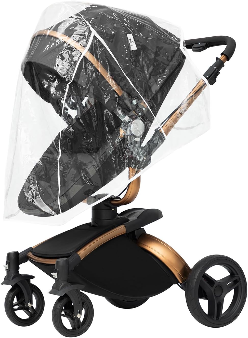Magic ZC Poussette 3 en 1, Poussette Bebe avec Conception Portable Pliable en Un Clic, Pousette 3 en 1 avec Poussée Réversible Bidirectionnelle, Poussette Trio avec Accessoires (black gold 588)