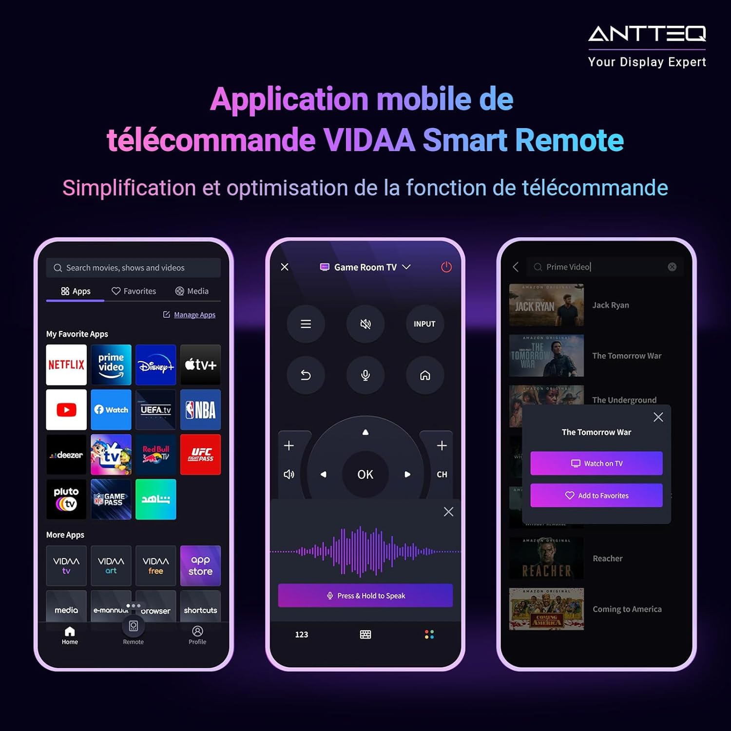 Antteq AB42D1 télévision 42 Pouces (TV 107 cm), Dolby Audio, LED, Triple Tuner DVB-C / T2 / S2, CI+, HDMI, Lecteur multimédia Via USB, Sortie Audio numérique, y Compris Mode hôtel