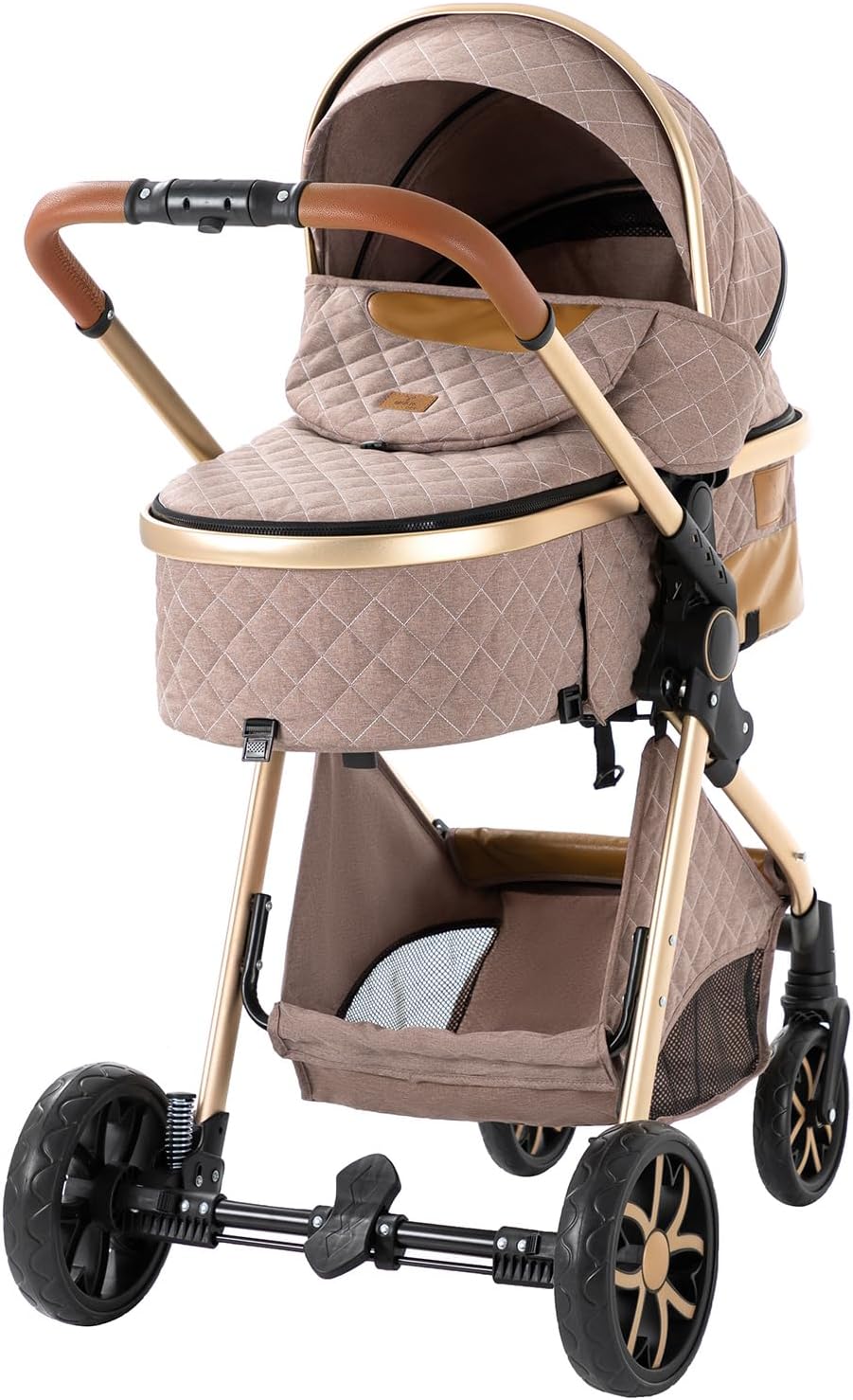 NADDLILY Poussette 3 en 1, Poussette Bebe avec Conception Portable Pliable en Un Clic, Pousette 3 en 1 avec Poussée Réversible Bidirectionnelle, Poussette Canne avec Accessoires (V9 Black)