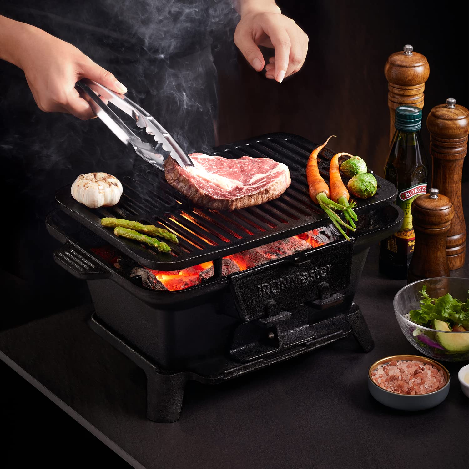 IronMaster Hibachi Grill Outdoor, Small Portable Charcoal Grill
