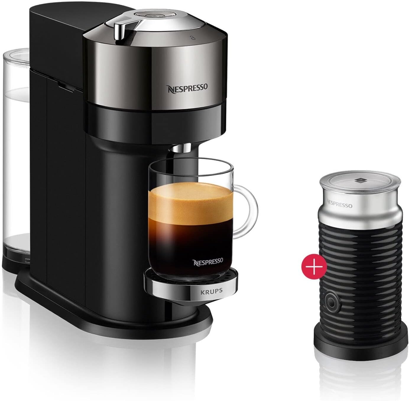 Nespresso Machine à café à capsules DeLonghi ENV 120.BWAE Vertuo Next Premium avec mousseur à lait, marron