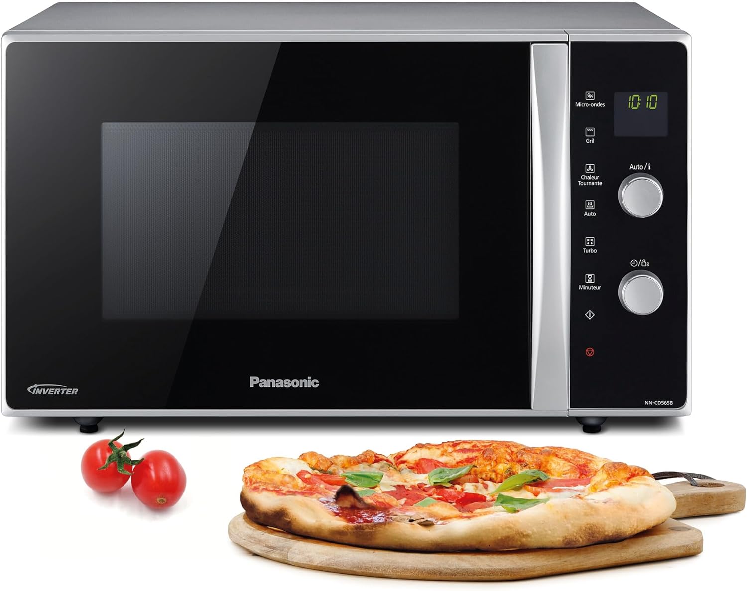 Panasonic NN-CD565BEPG - Four 3 en 1 Combiné, 27 L, Inverter, Chaleur à 100-220°C, Gril Quartz 1300W, Micro-ondes 1000 W, Plat Crispy, Plateau tournant 34 cm, Noir - Version FR