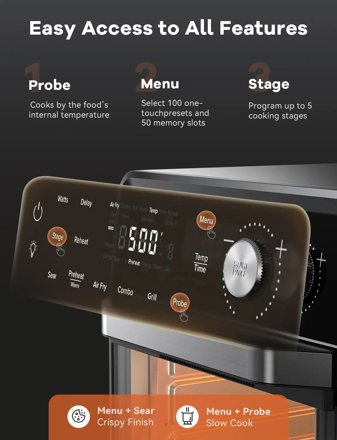 Nuwave TODD ENGLISH Air Fryer Grill Oven Combo, TRUE Char & Flavor, 100 in 1 Super Convection Toaster Oven Countertop, Excellent Thermal Insulation, POWERPORT™ Plug-In Grill, 550°F, Stainless Steel