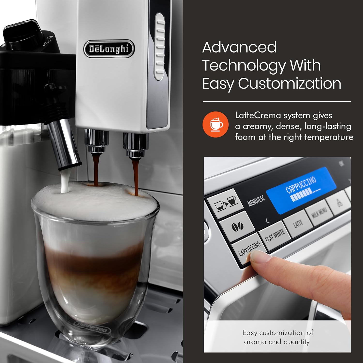 De'Longhi ECAM45.760.W Eletta Machine à Café Cappuccino Top avec Broyeur, 1450 W, 400 kilograms, Blanc
