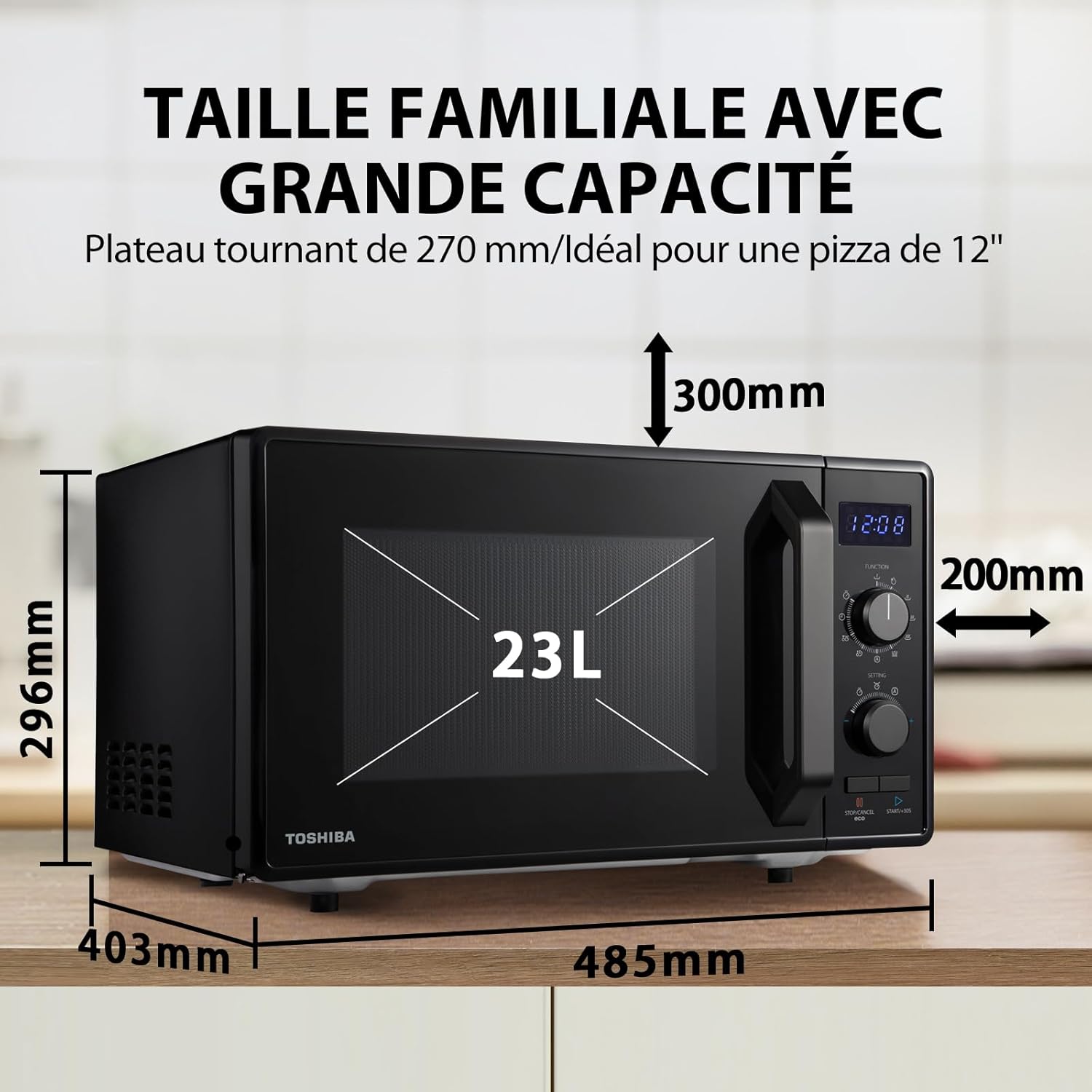 Toshiba MW3-AC26PFI(MG) Four à Micro-ondes 26L Air chaud combiné, 6-en-1 900W avec Cuiseur Vapeur en Gris Morandi, 6 Programmes 10 Niveaux de Puissance, 10 Menus Automatiques