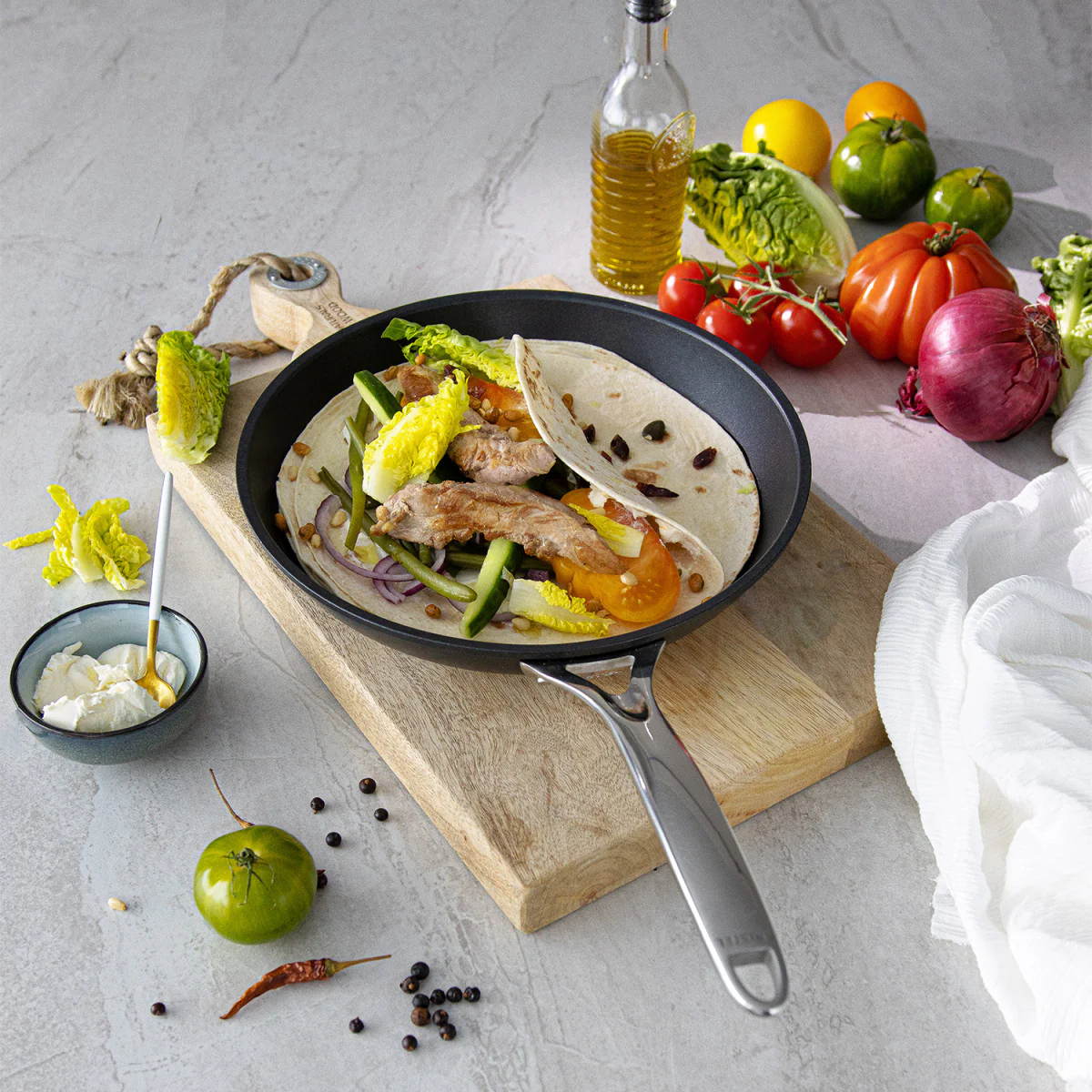 Poêle inox anti-adhésif Exceliss+ Castel'Pro fixe 32cm Cristel