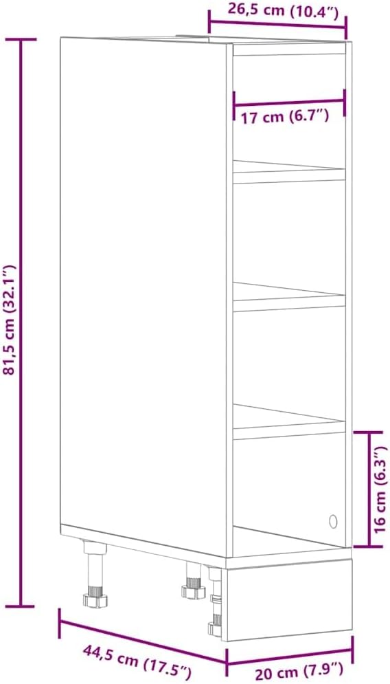 vidaXL Armoire à Micro-Ondes Placard Armoire de Rangement Meubles de Cuisine avec 4 Etagères Intérieur Maison Gris Béton 60x57x207 cm Aggloméré